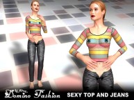 AChat - Sexy Outfit - Net Top with Jeans